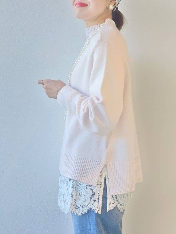 MUTSUKOさんの「UNTITLED｜【8色展開/洗える】ウールカシミヤ ハイネックニット」を使ったコーディネート