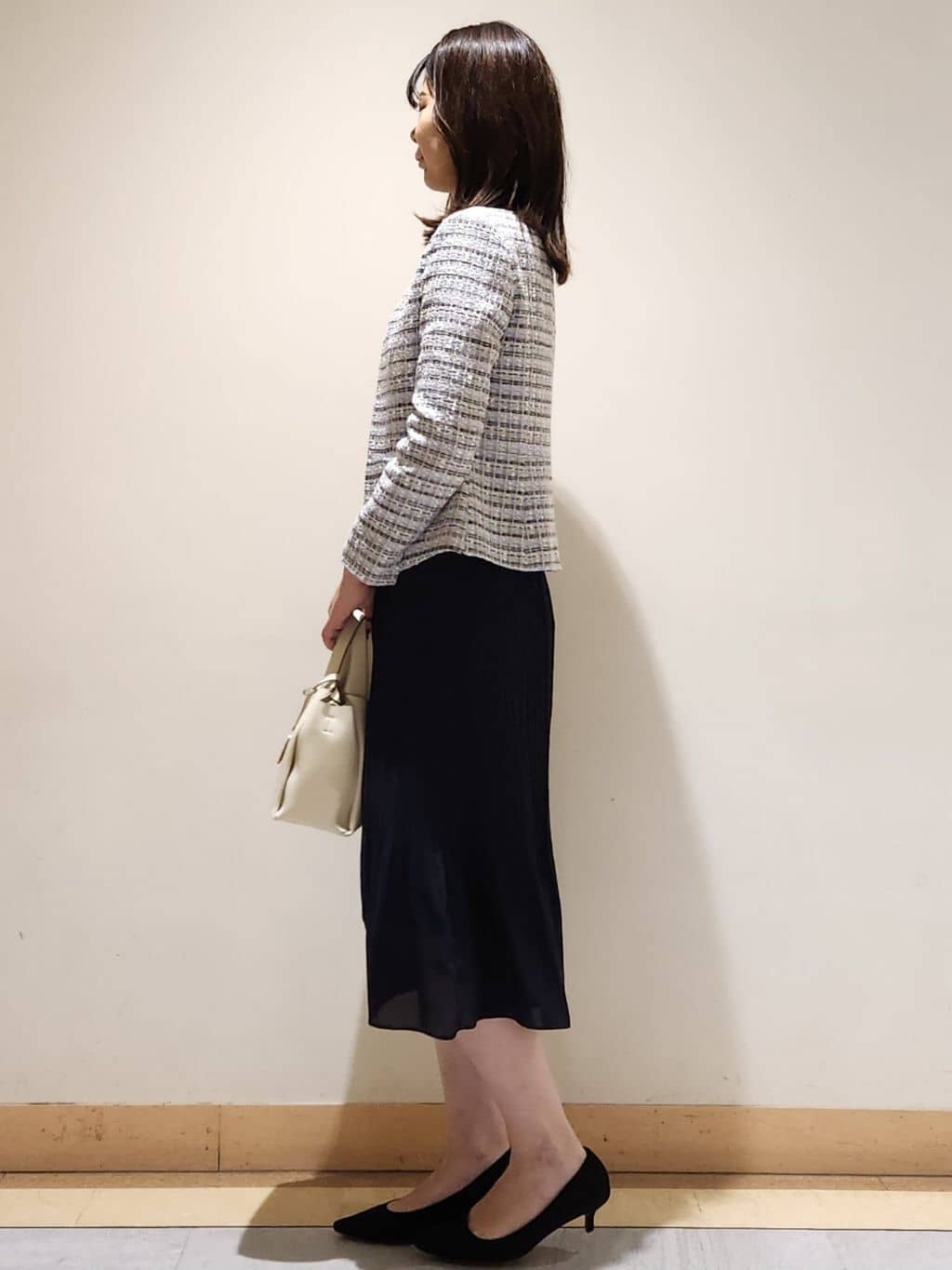yukaさんの「COUP DE CHANCE｜【日本製】ツィードノーカラージャケット」を使ったコーディネート