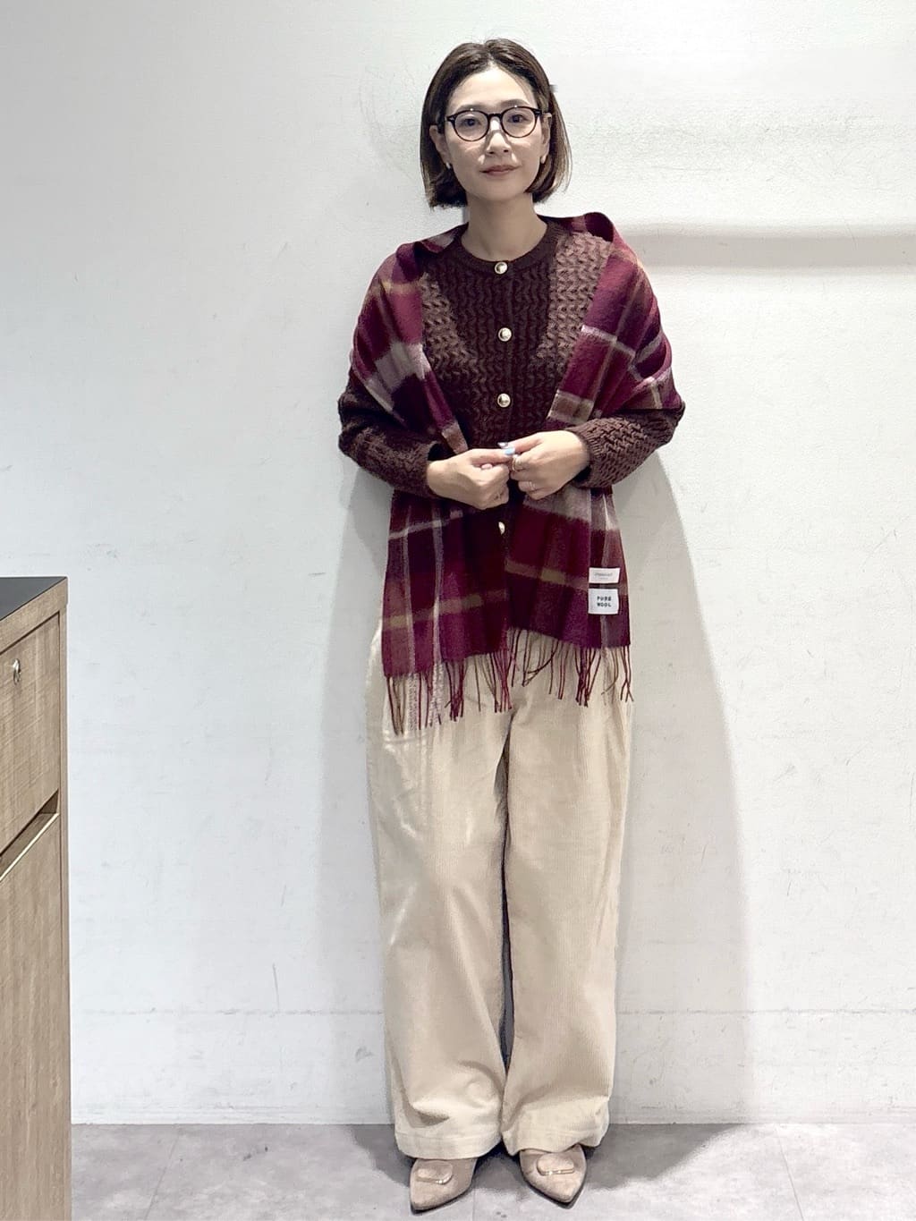 たけねぇさんの「OPAQUE.CLIP｜モヘヤタッチケーブル金ボタンカーディガン【洗濯機OK】」を使ったコーディネート
