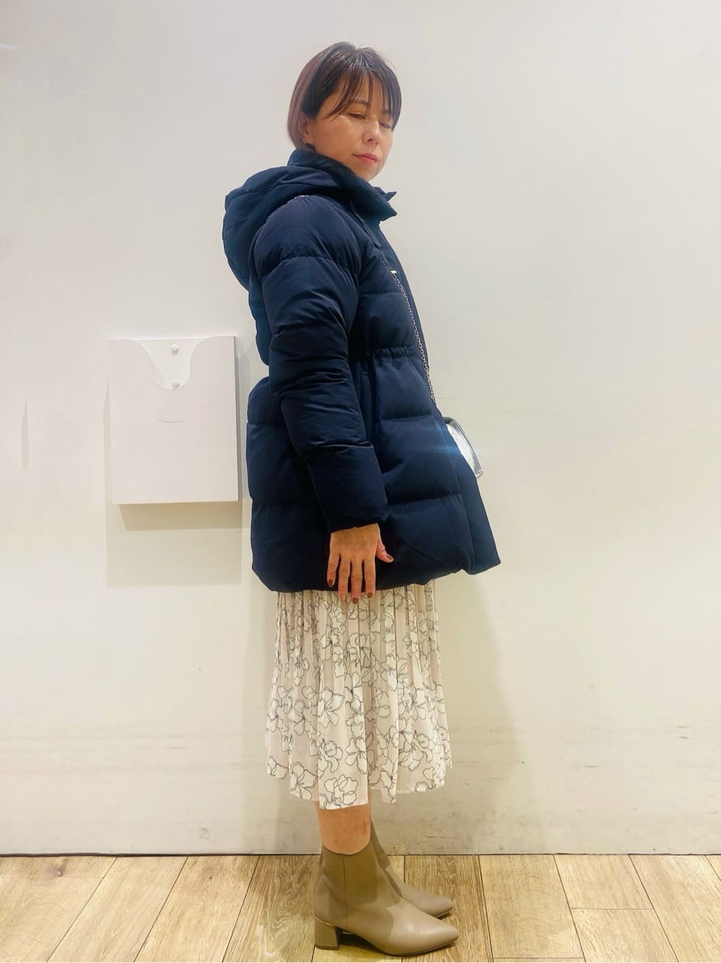 YUKOさんの「index｜KAWADAダウンドロストミドルコート【撥水／洗濯機OK／2WAY／静電気防止裏地】《XS～3L》」を使ったコーディネート