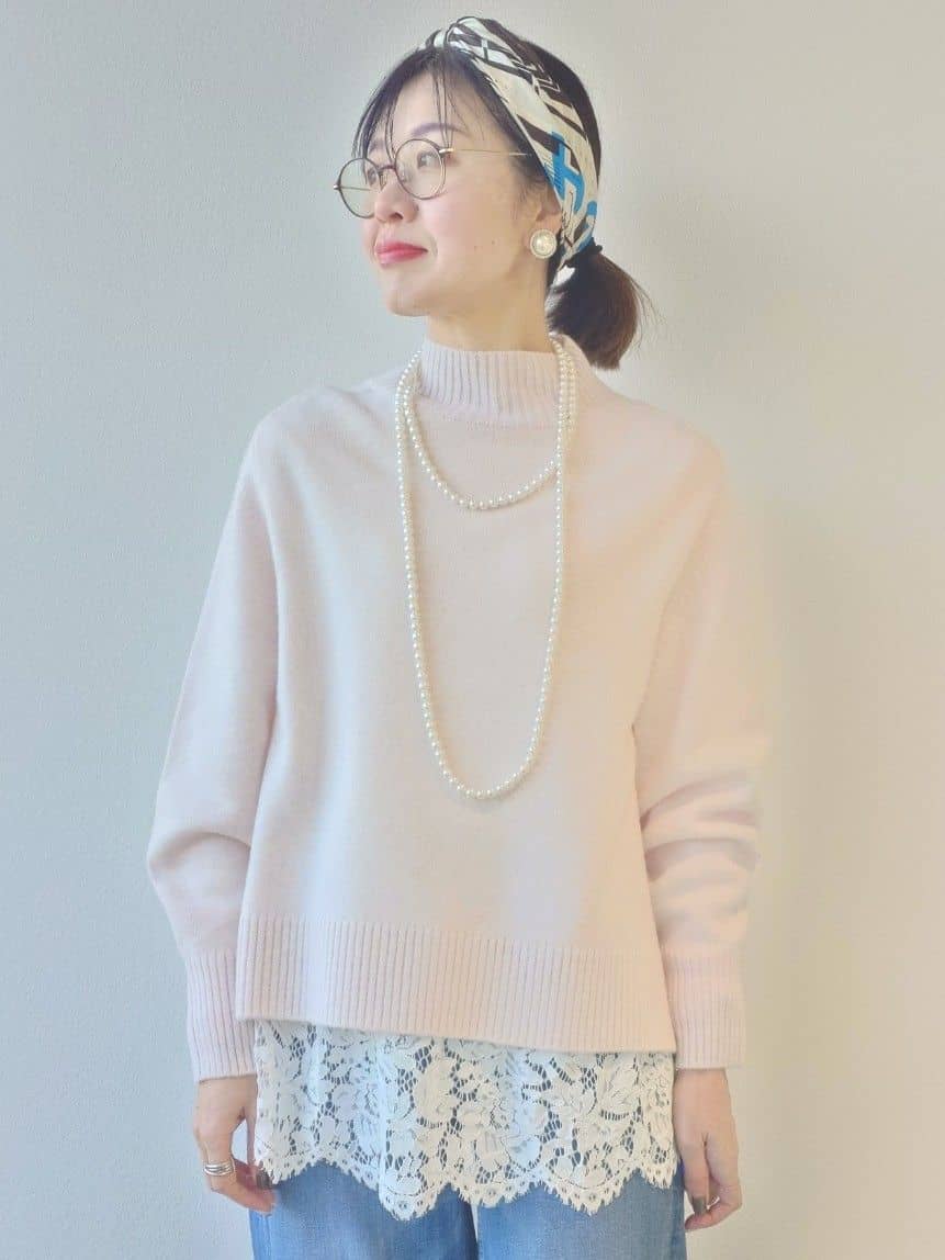 MUTSUKOさんの「UNTITLED｜【8色展開/洗える】ウールカシミヤ ハイネックニット」を使ったコーディネート