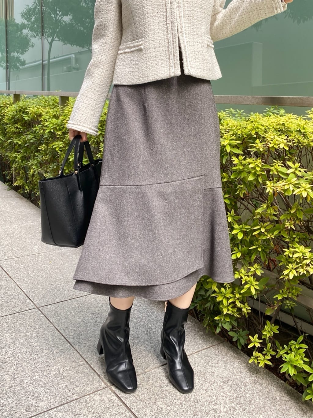 みさかさんの「index｜《通勤／セットアップ対応》ノーカラーツイードジャケット【洗濯機OK】」を使ったコーディネート