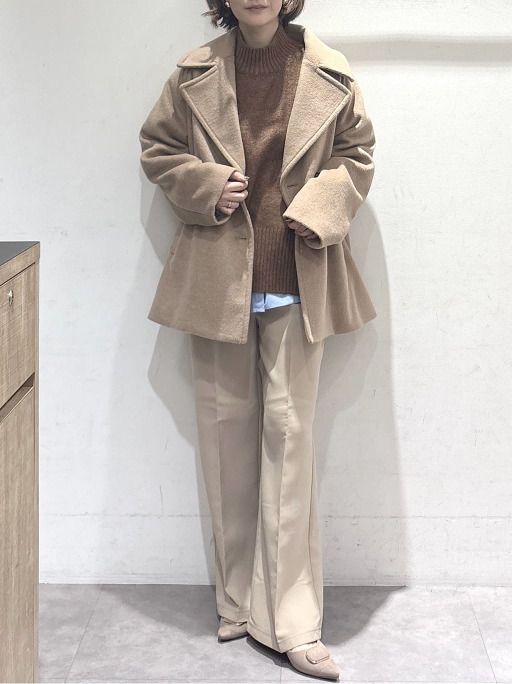たけねぇさんの「OPAQUE.CLIP｜カシミヤブレンドウールミドルピーコート」を使ったコーディネート