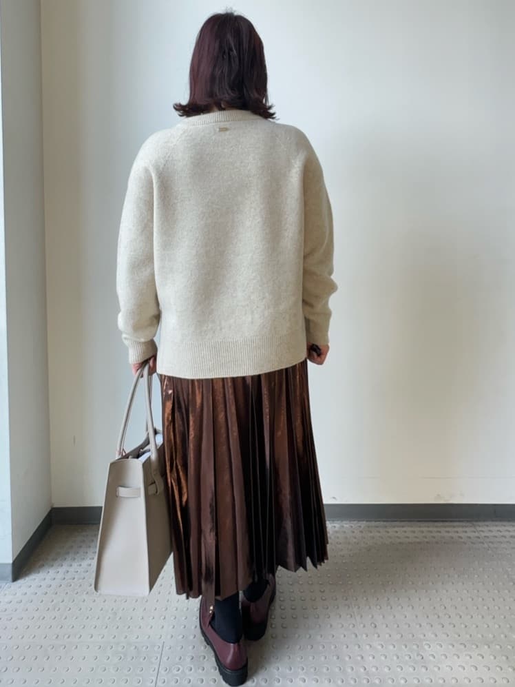 Asamiさんの「DRESSTERIOR｜【洗える/ストレッチ性/オンオフ】箔プリントプリーツスカート」を使ったコーディネート