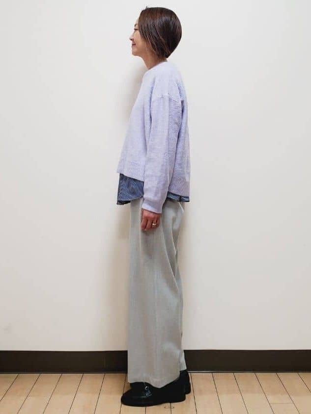 yuuさんの「Reflect｜【選べる5色／ゆったりシルエット】Vネックスパンコールニット」を使ったコーディネート