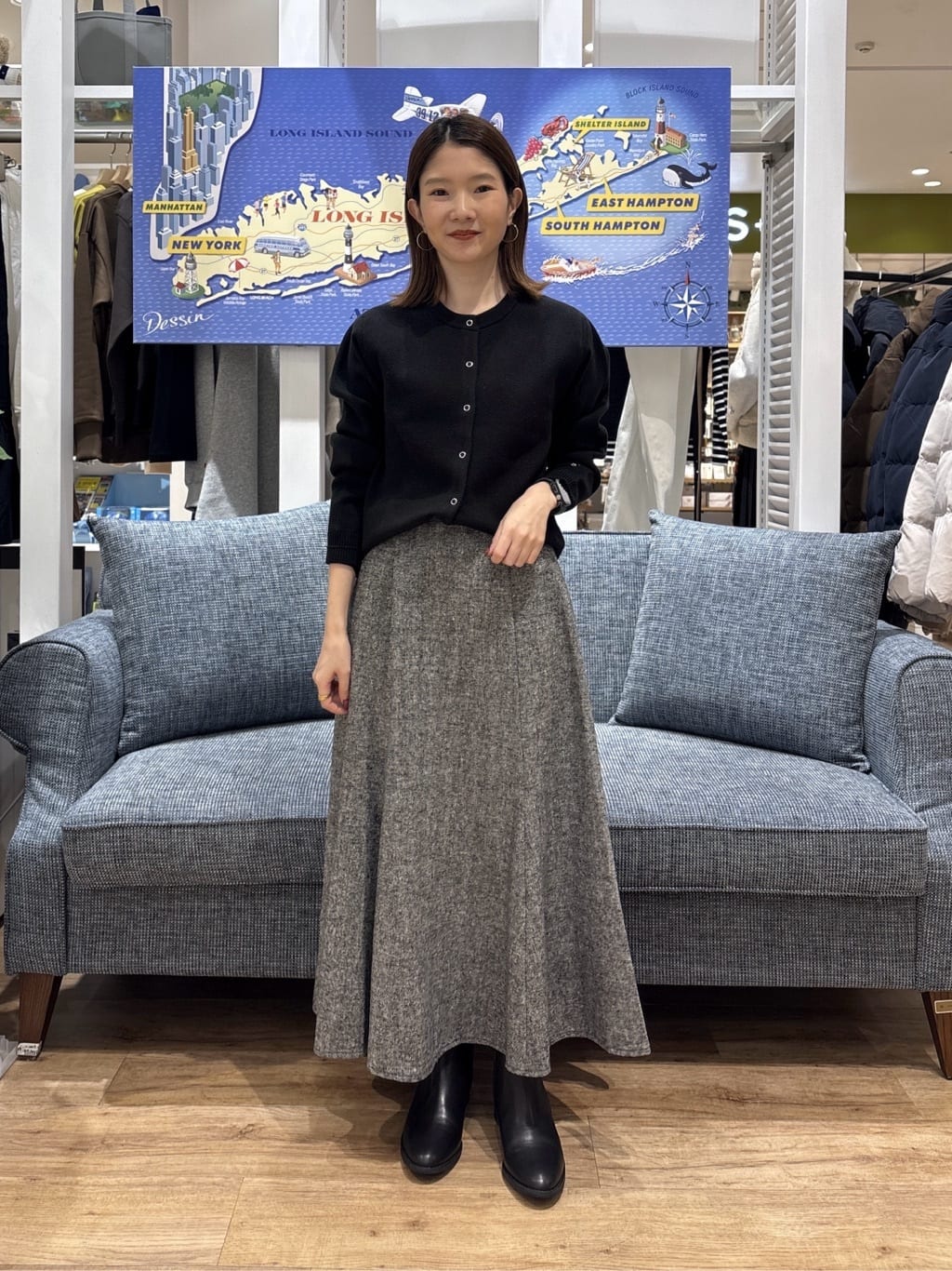 risaさんの「Dessin｜【洗える】ツイードフレアスカート」を使ったコーディネート