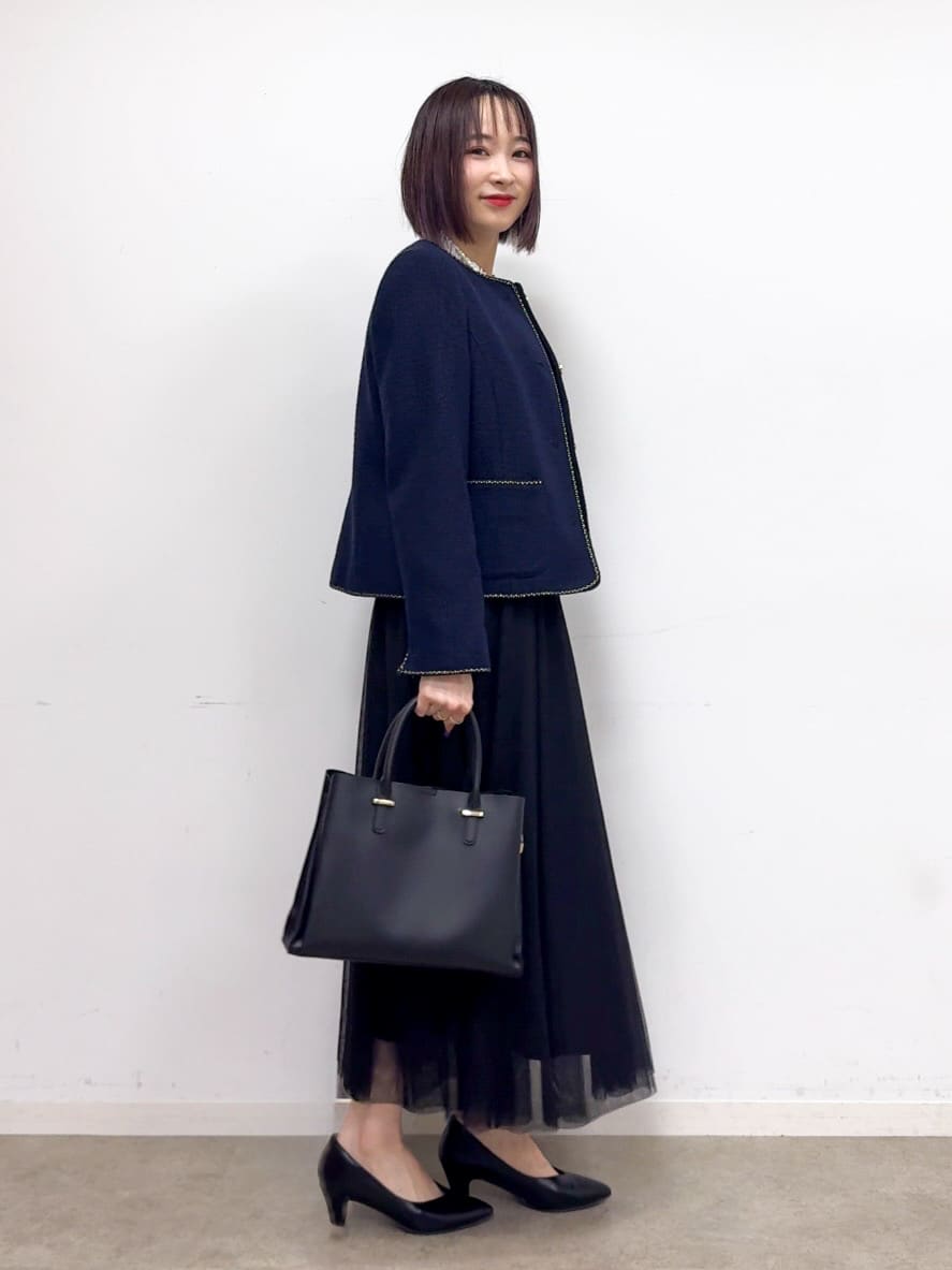 𝐜𝐡𝐢𝐤𝐚さんの「SHOO･LA･RUE｜【S-3L】オンとオフで印象が変わる ライトツイードジャケット」を使ったコーディネート