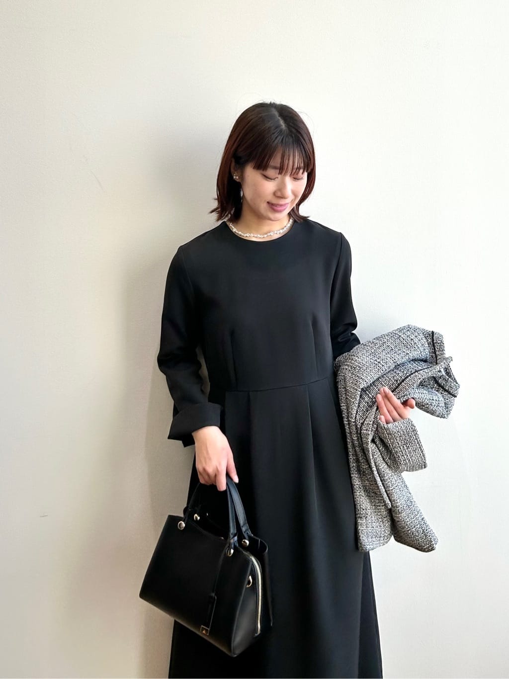 RINAさんの「OPAQUE.CLIP｜《通勤対応》フィットアンドフレアワンピースダブルクロス【洗濯機OK】」を使ったコーディネート
