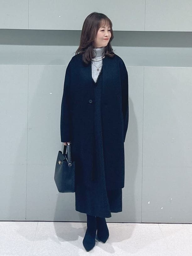 makiさんの「UNTITLED｜【日本製／通勤／フォーマル】カシミヤ混ノーカラーコート」を使ったコーディネート