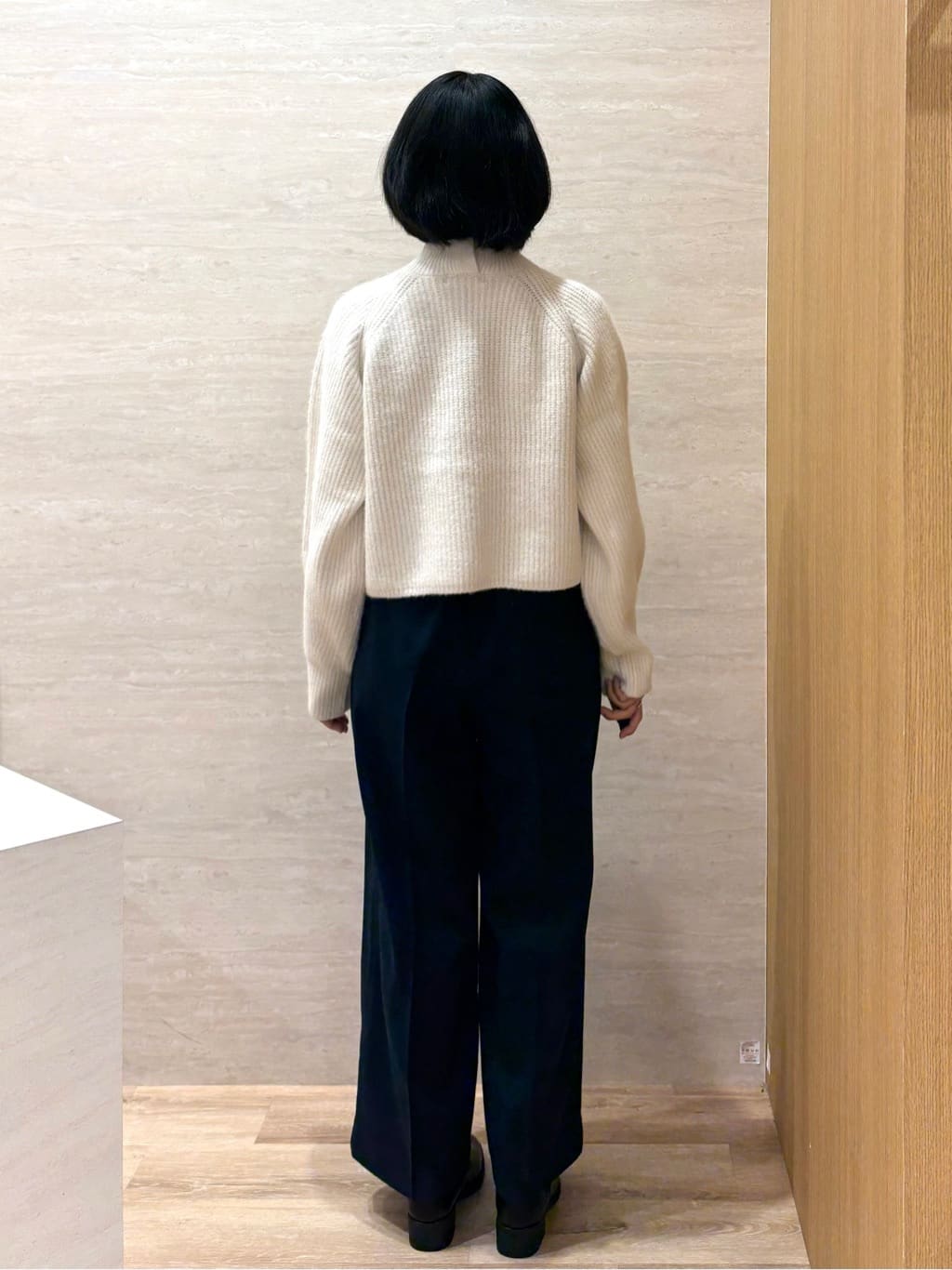 JIMAさんの「OPAQUE.CLIP｜MIXミドルゲージショートあぜニット【洗濯機OK】」を使ったコーディネート