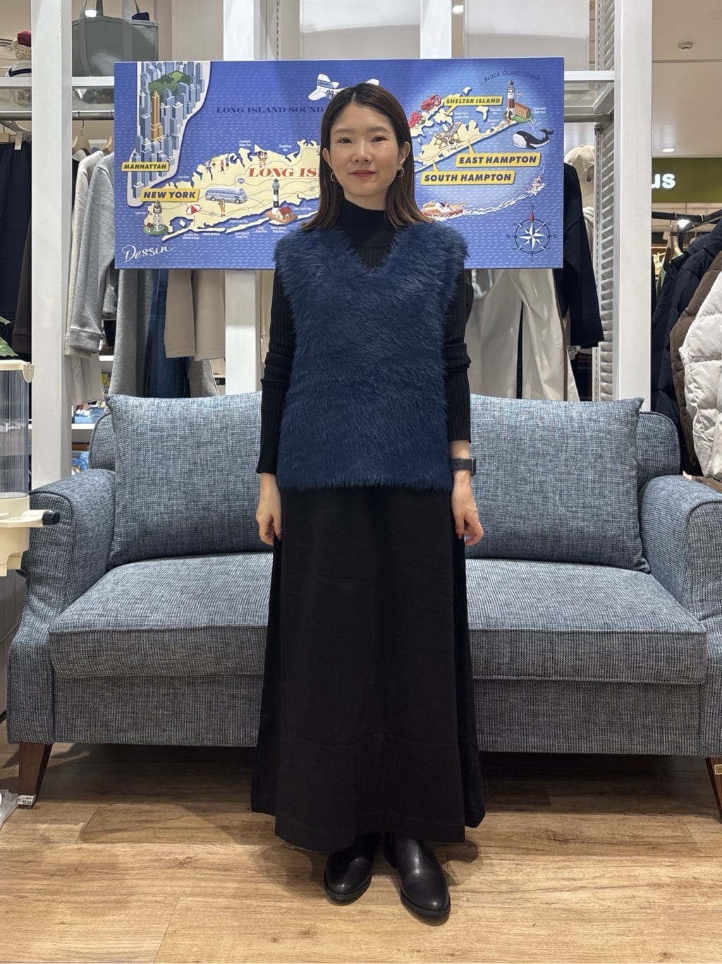 risaさんの「Dessin｜【2点セット・洗える】シャギーベストニットワンピース」を使ったコーディネート