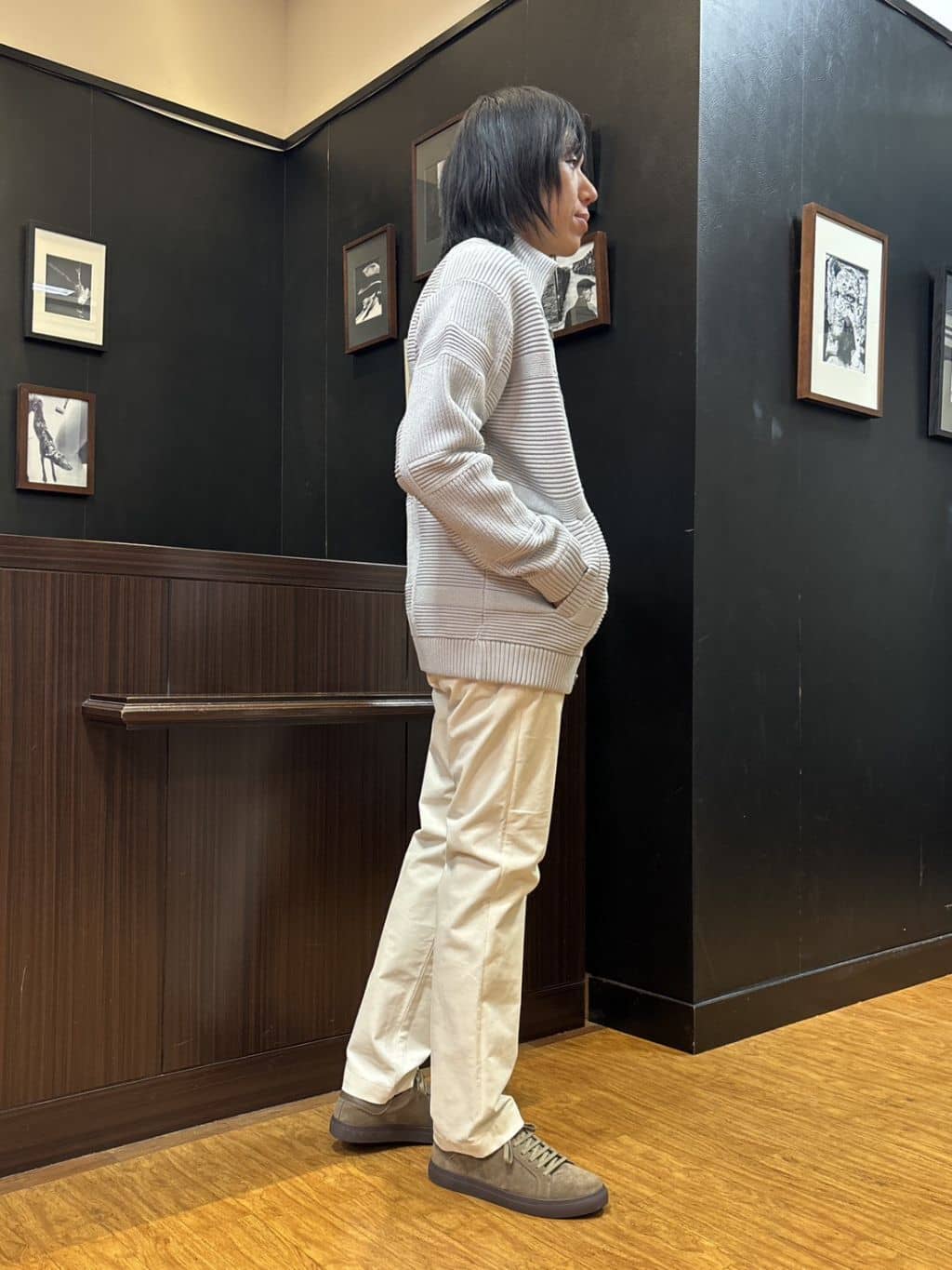 moritaさんの「TAKEO KIKUCHI｜畦編みチェック ニットカーディガン」を使ったコーディネート