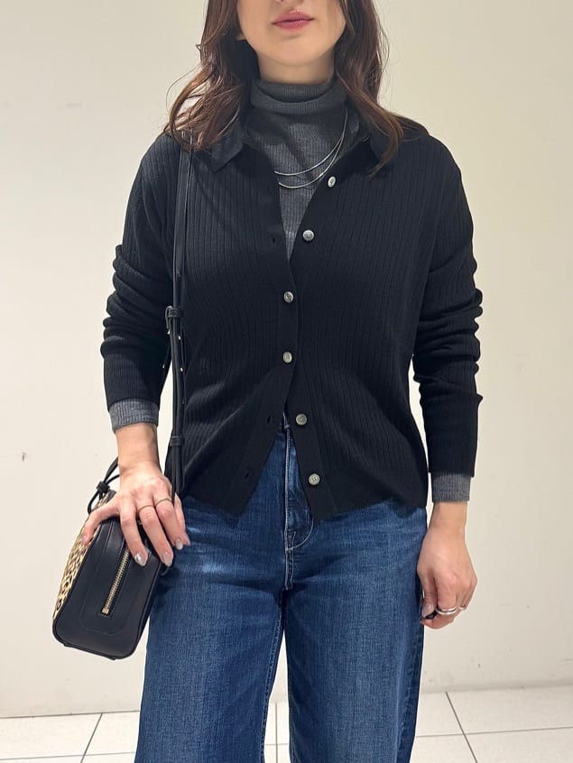 そんさんの「INDIVI｜【トレンド】衿付きワイドリブニット」を使ったコーディネート