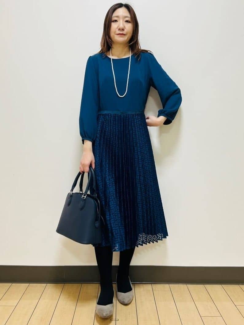 miiiさんの「Reflect｜【SS-4Lサイズ】シフォン&times;幾何柄レースプリーツワンピース」を使ったコーディネート