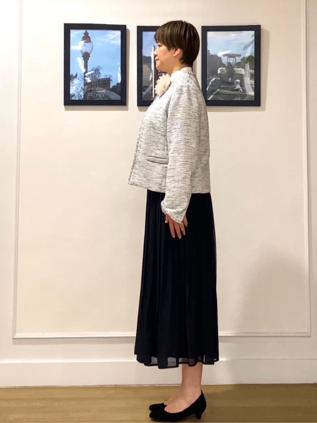 Hiroさんの「Dessin｜ツイードクルーネックジャケット」を使ったコーディネート
