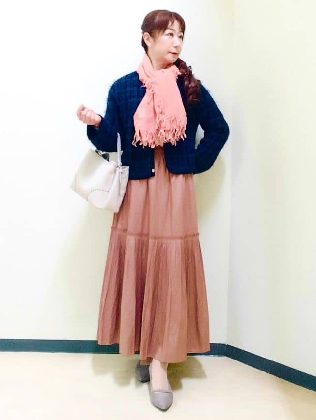 花さんの「Reflect｜【お食事会やお出かけに◎】ふんわりジャカード編みカーディガン」を使ったコーディネート