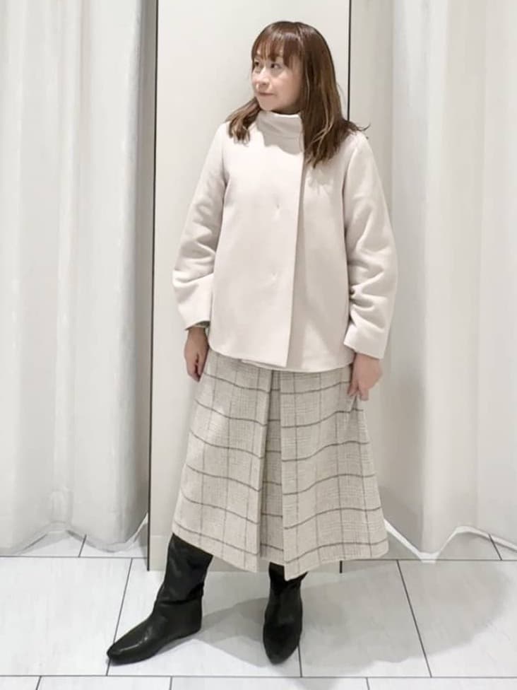 ʏᴜᴋɪᴋᴏさんの「UNTITLED｜【着回しが効く／オンオフアウター】ウールショートコート」を使ったコーディネート