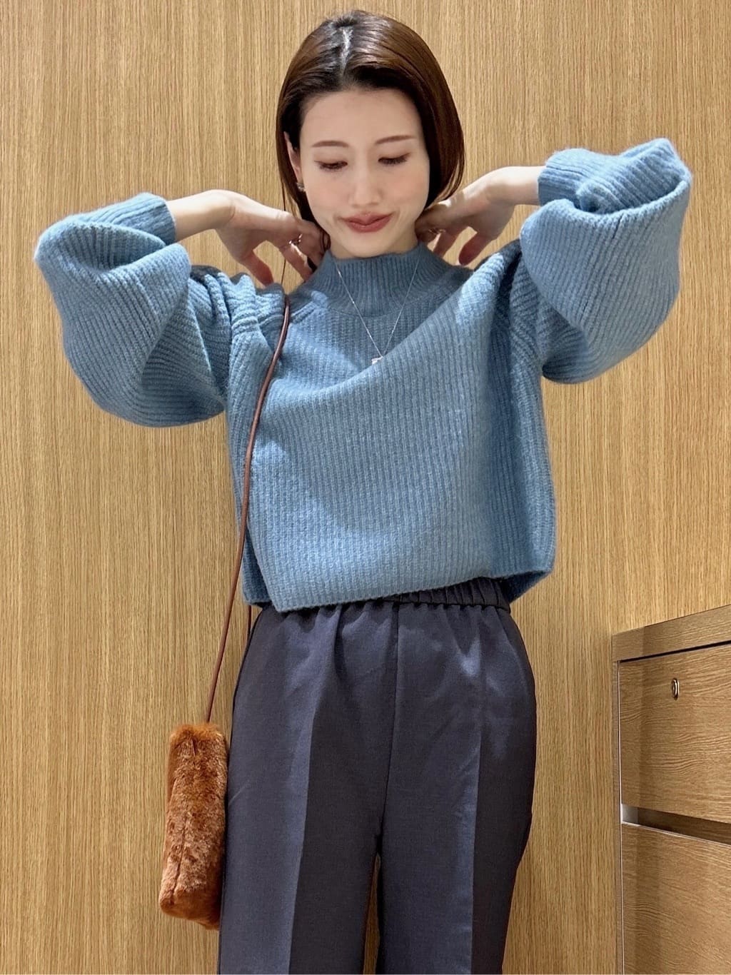 maiさんの「OPAQUE.CLIP｜MIXミドルゲージショートあぜニット【洗濯機OK】」を使ったコーディネート