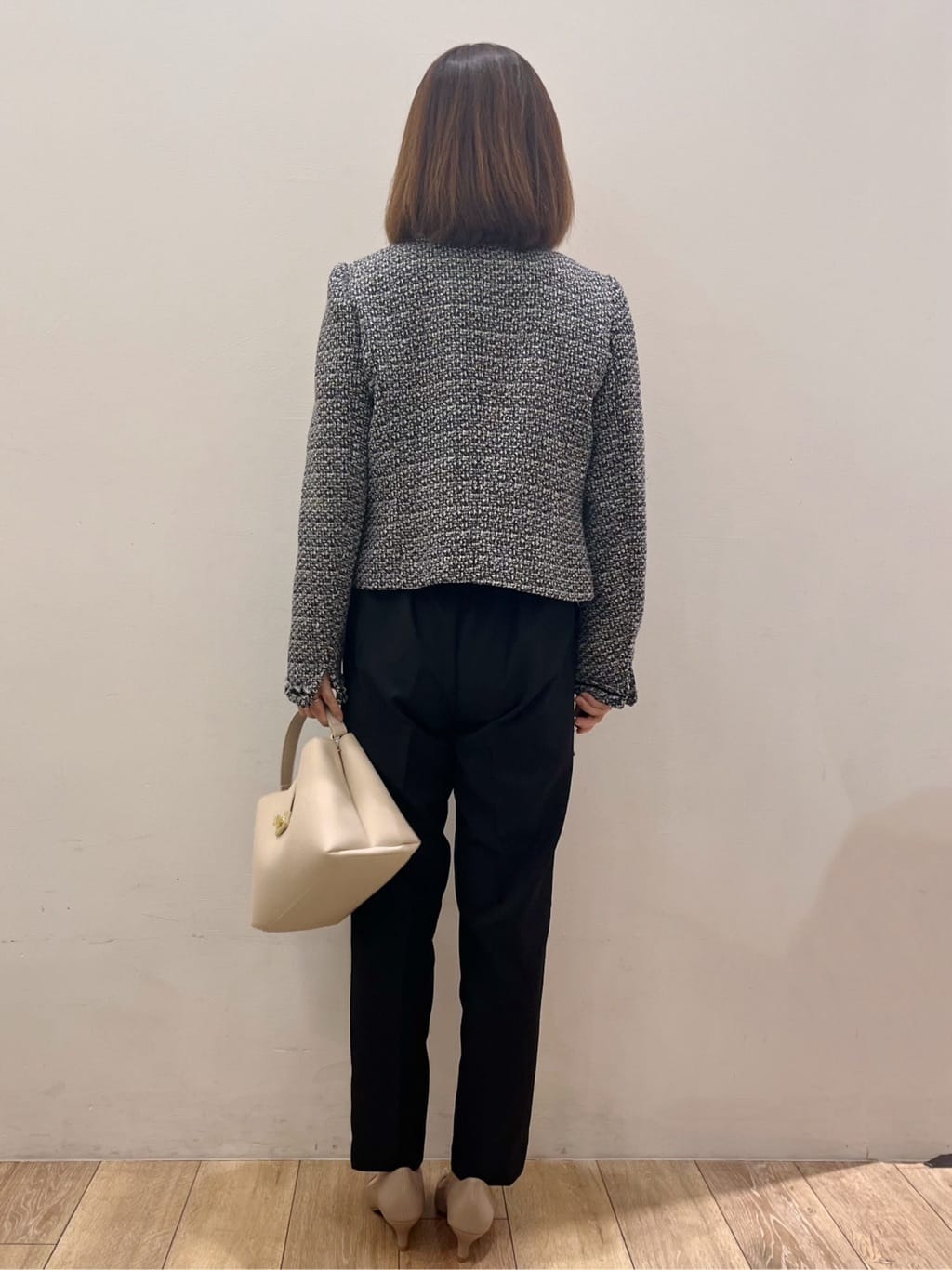 kcさんの「OPAQUE.CLIP｜《通勤／セットアップ対応》ノーカラーツイードジャケット【洗濯機OK】」を使ったコーディネート