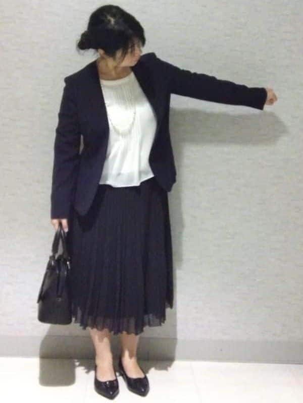 sakoさんの「Reflect｜【SS-4Lサイズ／通勤／セットアップ可】ノーカラージャケット」を使ったコーディネート
