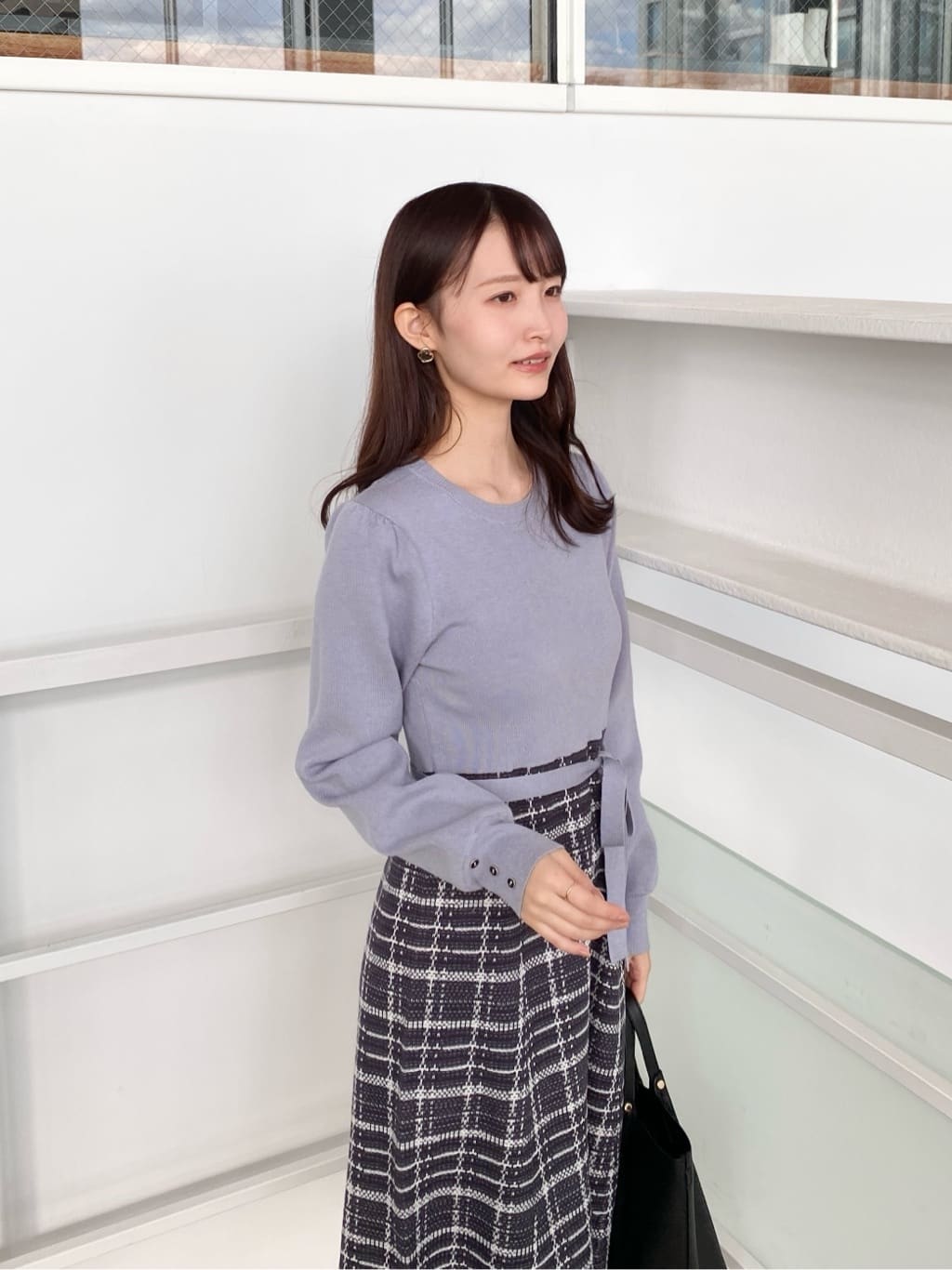 みさかさんの「index｜チェックラメジャカードニットワンピース」を使ったコーディネート