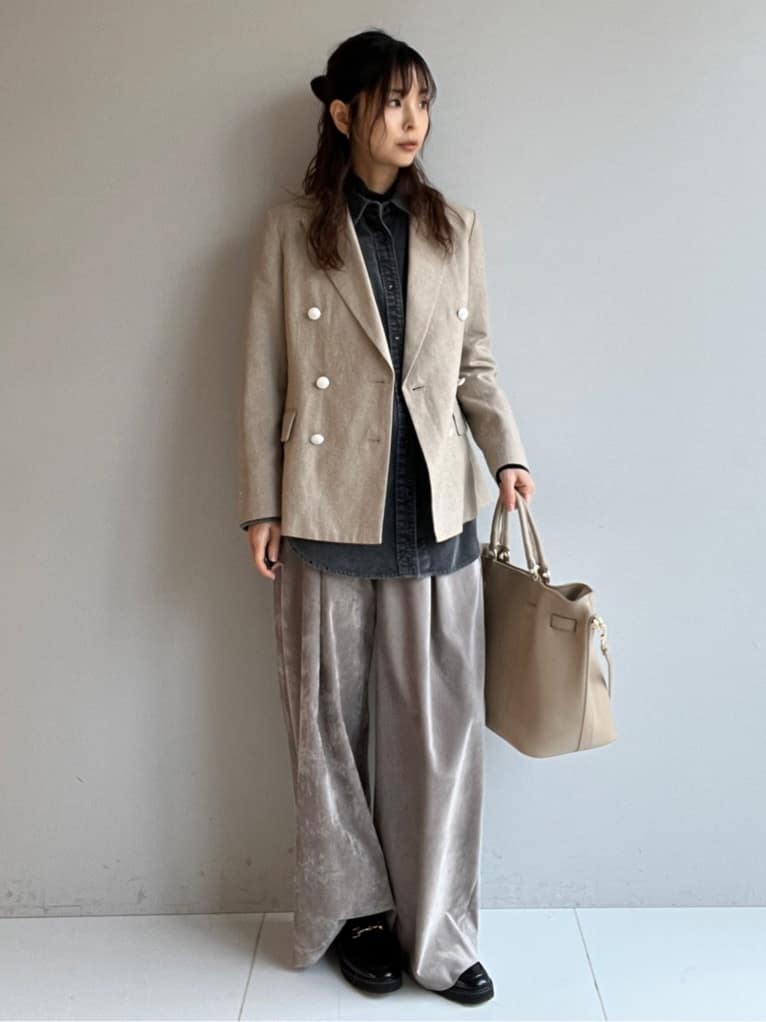 misaさんの「DRESSTERIOR｜【セットアップ可】リネンブレンドダブルブレストジャケット」を使ったコーディネート