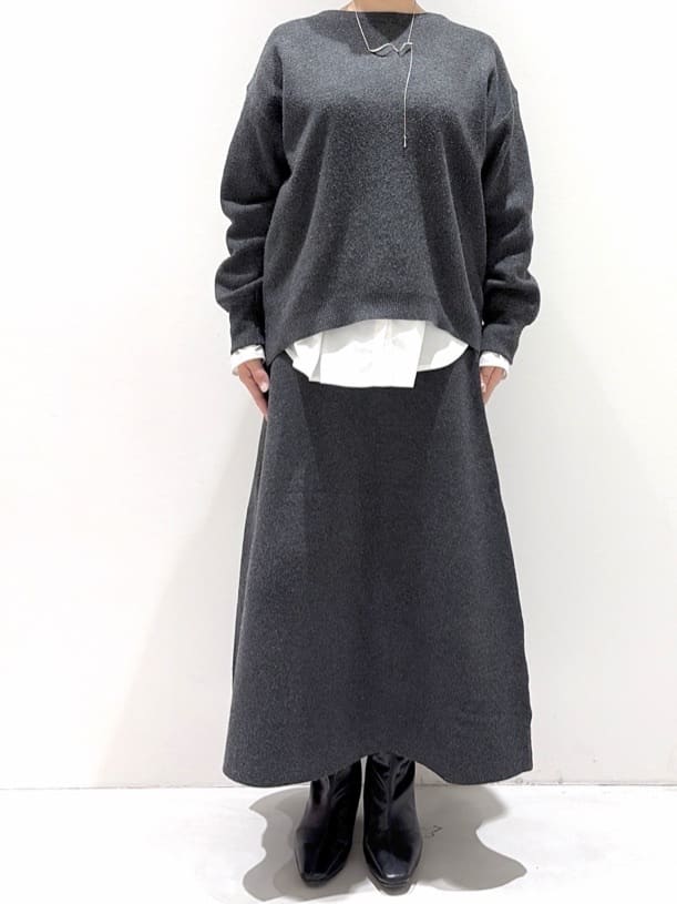 chiakiさんの「OPAQUE.CLIP｜サイド編地切替ニットトップス／セットアップ対応【洗濯機OK】」を使ったコーディネート