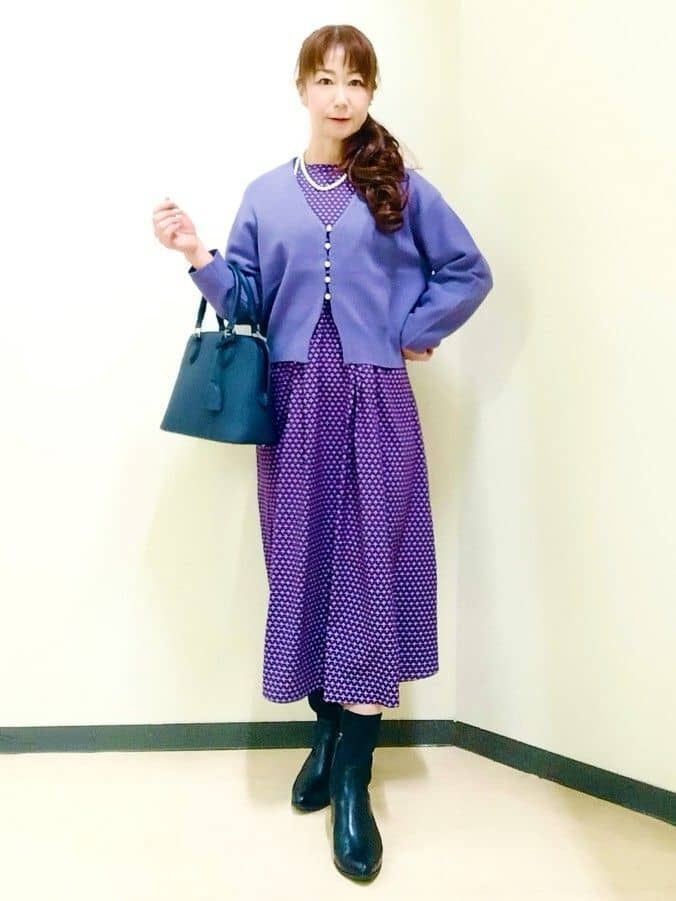 花さんの「Reflect｜【通勤/お出かけ◎】ジオメプリントクラシカルワンピース」を使ったコーディネート