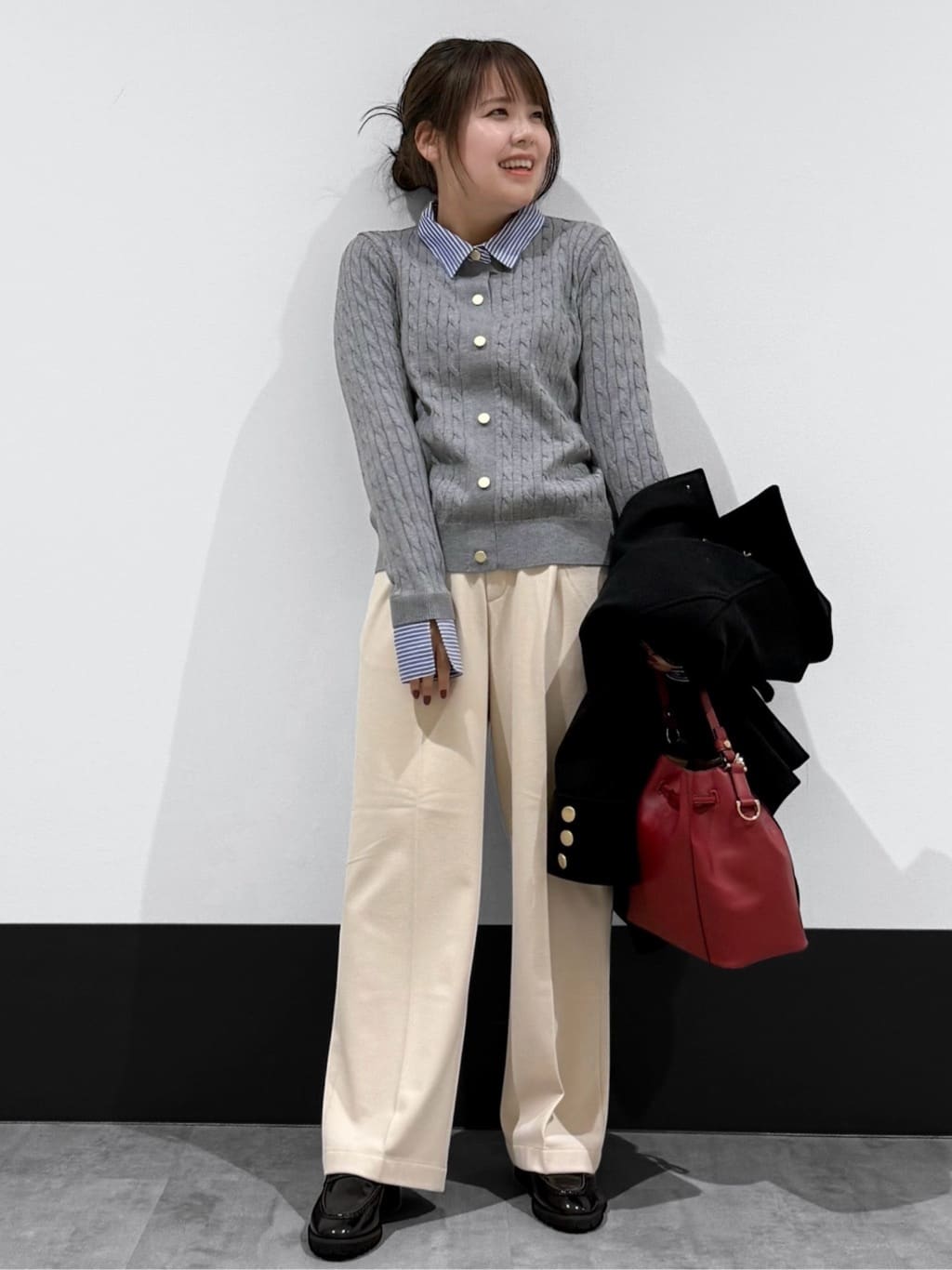 macchaさんの「THE SHOP TK｜クラシカルな装い ウールライクスタンドカラーコート」を使ったコーディネート