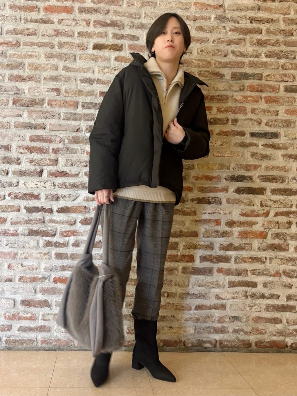 しばさんの「THE SHOP TK｜【ぎゅっとされているような暖かさ】撥水中綿ブルゾン」を使ったコーディネート