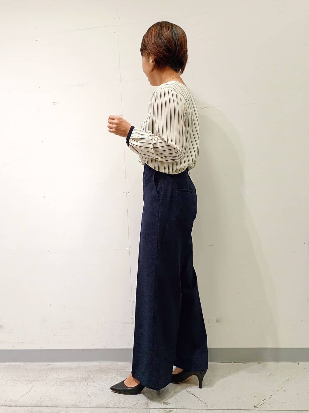 Kさんの「INDIVI｜【洗える／通勤／スーツ】メランジストレッチ ノーカラージャケット」を使ったコーディネート