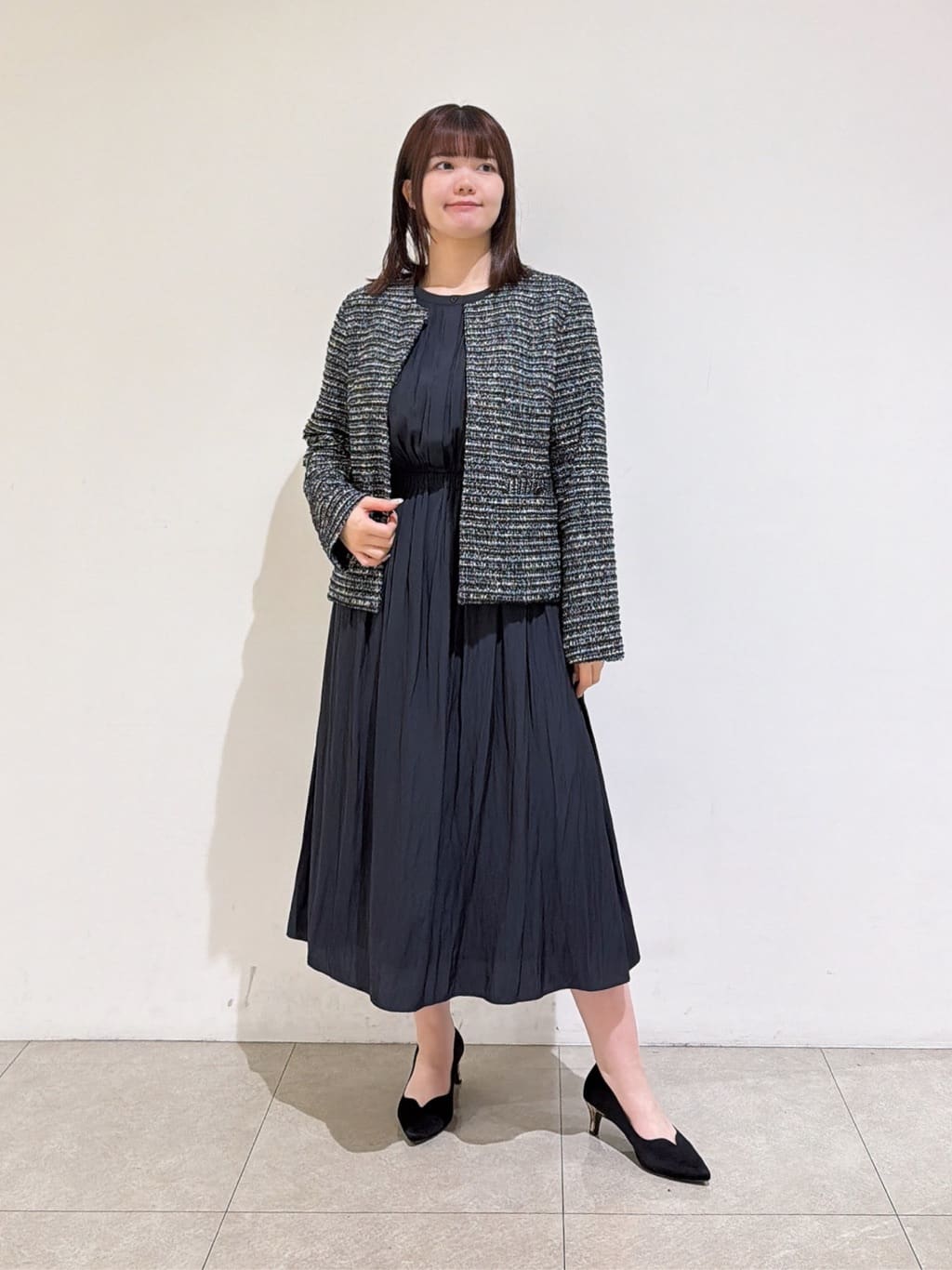 emikaさんの「INDIVI｜【セレモニー／洗える】ミックスツイードライトジャケット」を使ったコーディネート