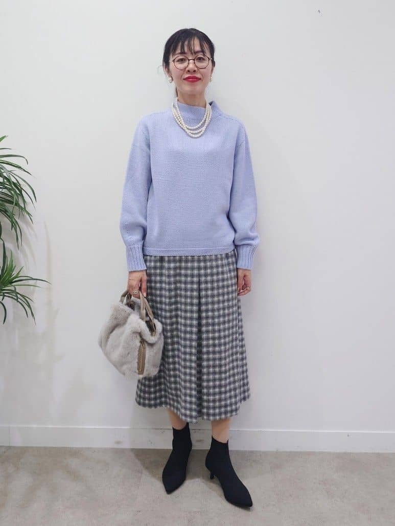MUTSUKOさんの「UNTITLED｜【洗える】スポンディッシュ ボトルネックニット」を使ったコーディネート