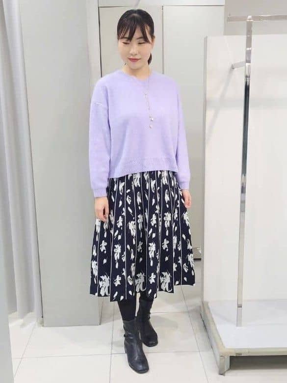 AZUSAさんの「Reflect｜【セットアップ可】ダブルジャカードニットフレアスカート」を使ったコーディネート