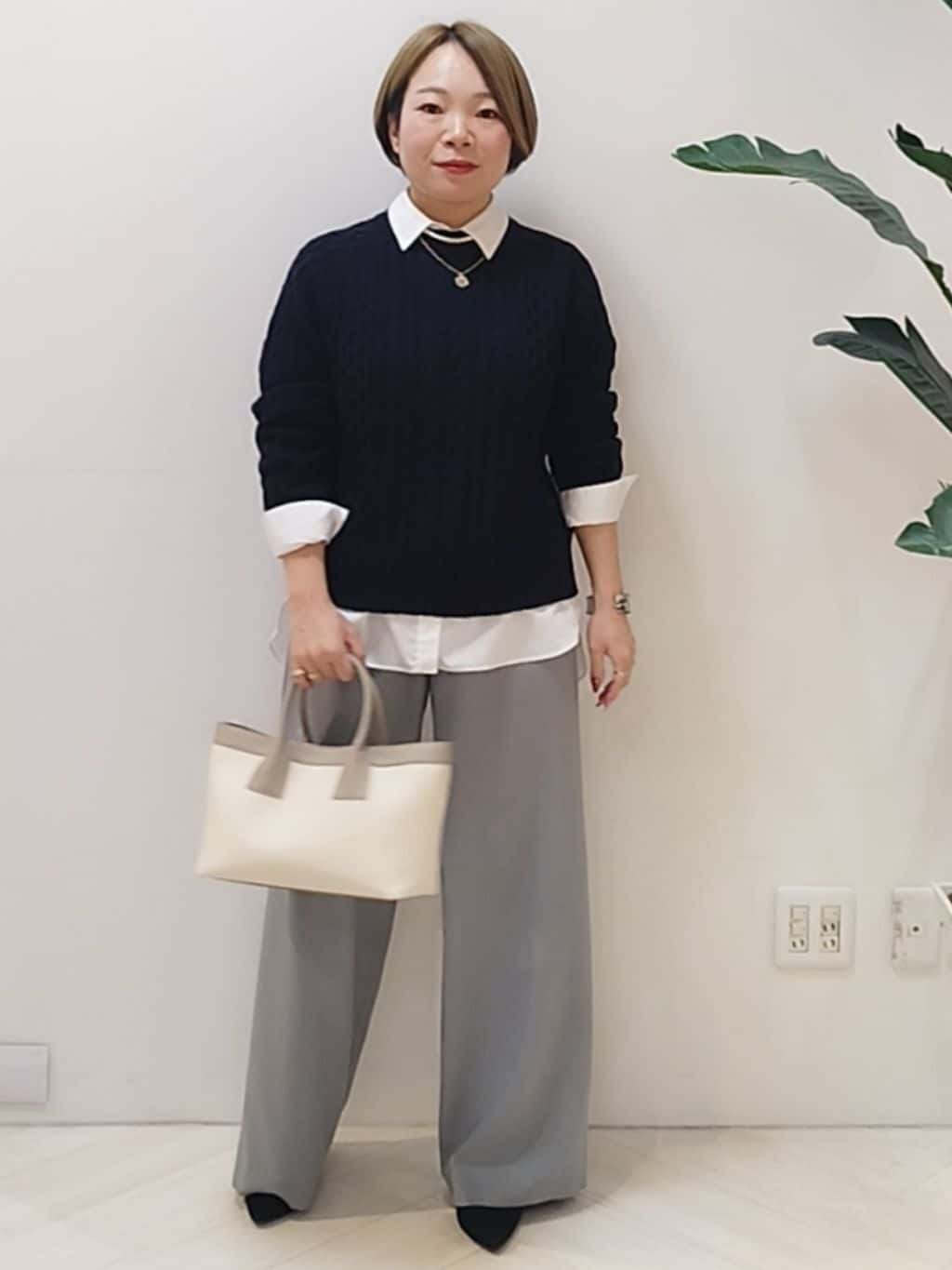 s u g iさんの「UNTITLED｜【洗える】スポンディッシュ ケーブル柄ニット」を使ったコーディネート