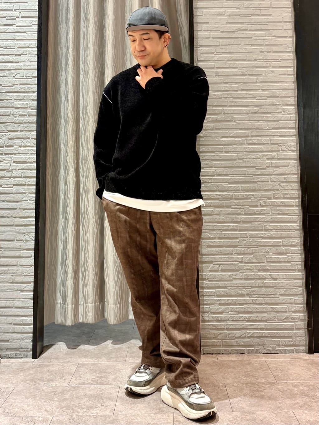 Pーyamaさんの「THE SHOP TK｜【包み込まれるような柔らかさ】配色モールニット 洗濯機OK」を使ったコーディネート