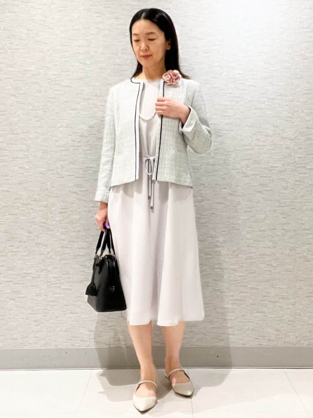 marikoさんの「Reflect｜【SS-4Lサイズ／付属リボン】スリーブデザインジョーゼットワンピース」を使ったコーディネート