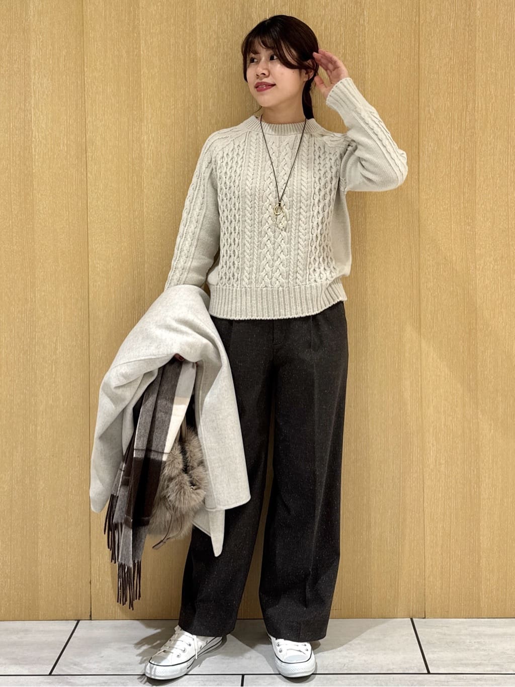 nanaさんの「UNTITLED｜【洗える】スポンディッシュ ケーブル柄ニット」を使ったコーディネート