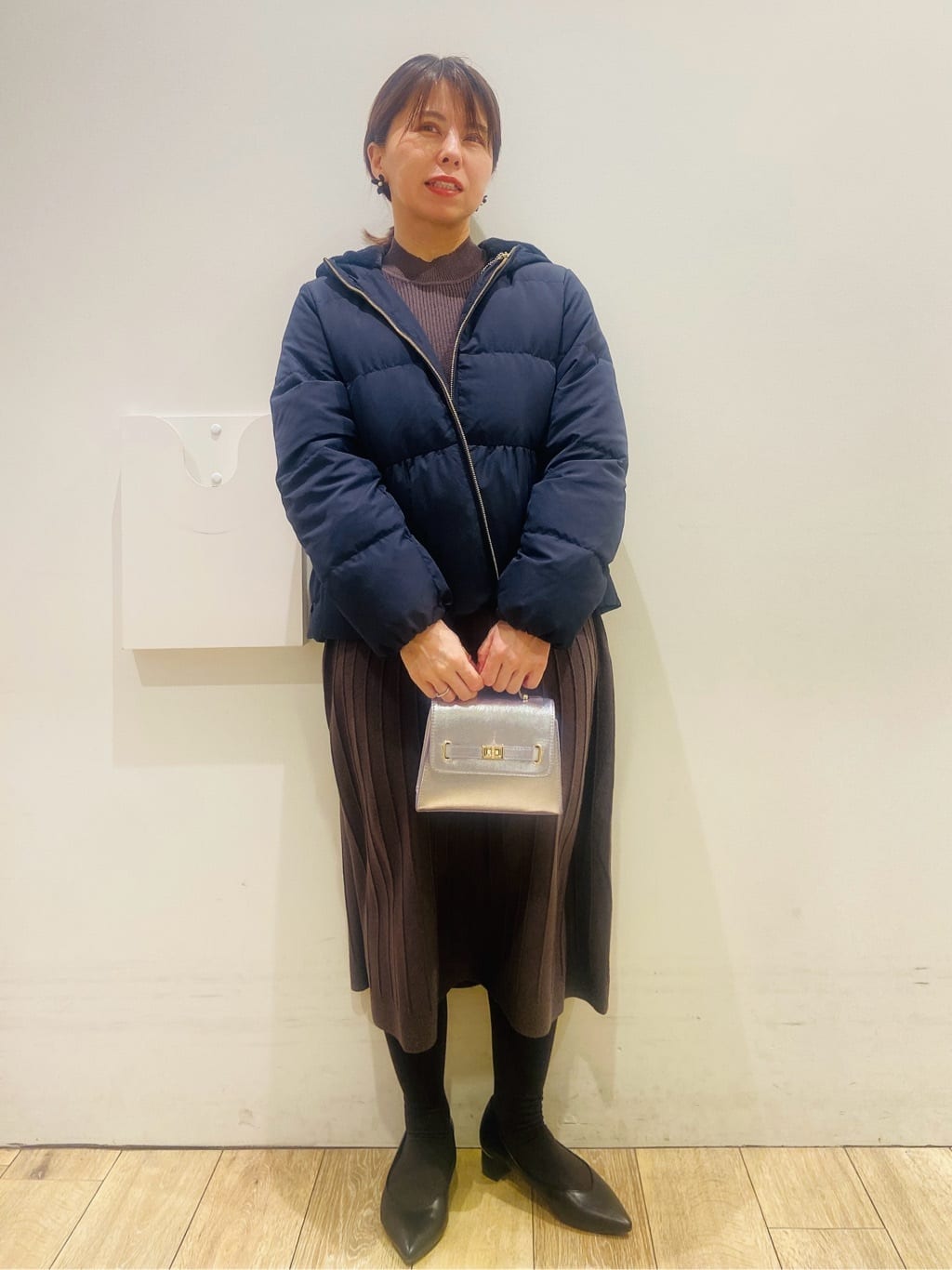 YUKOさんの「index｜ラメフェザープルオーバーセット ニットワンピース【洗濯機OK】《XS～LL》」を使ったコーディネート