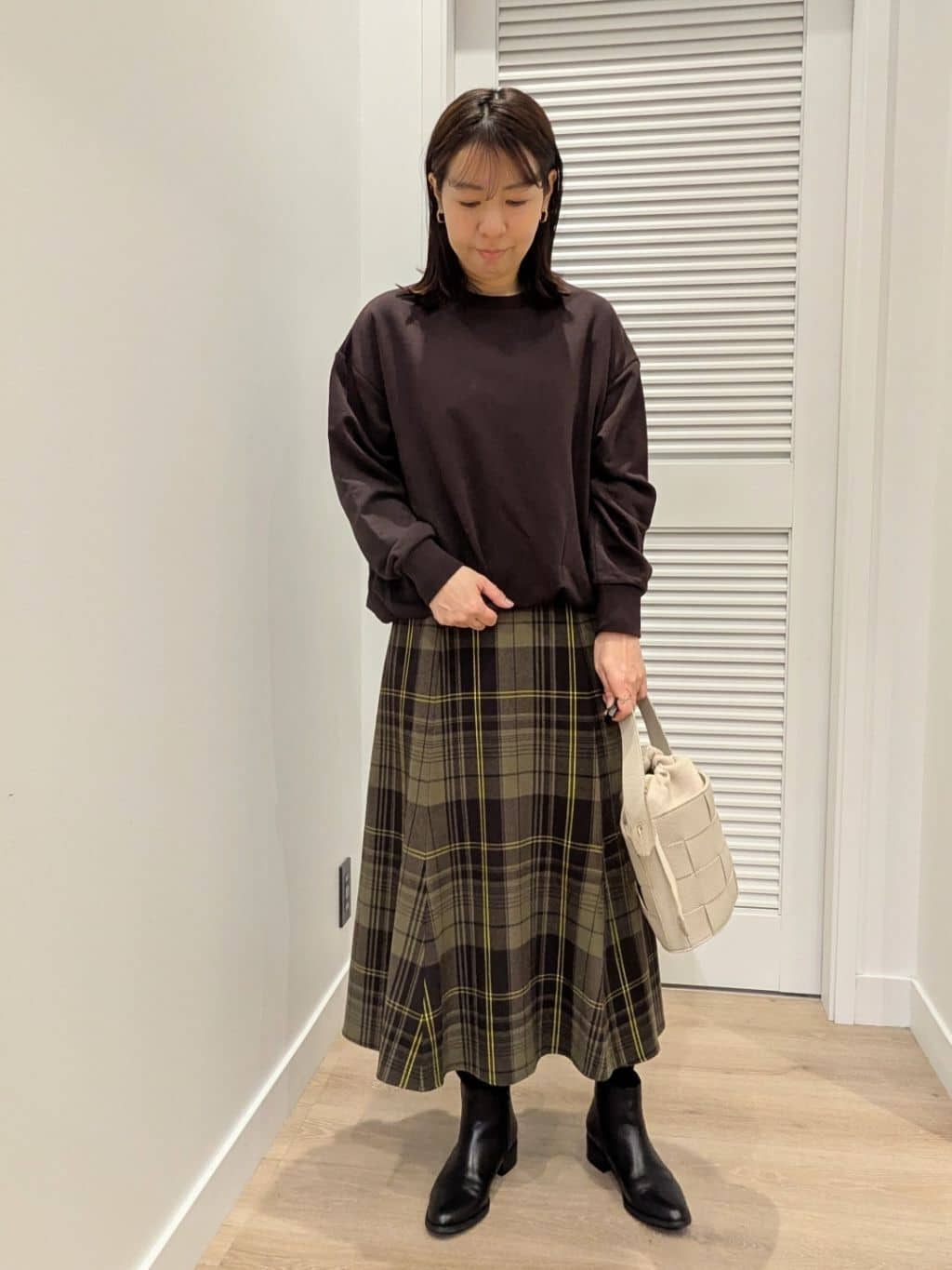 enさんの「Dessin｜ウール混クルーネックコート」を使ったコーディネート