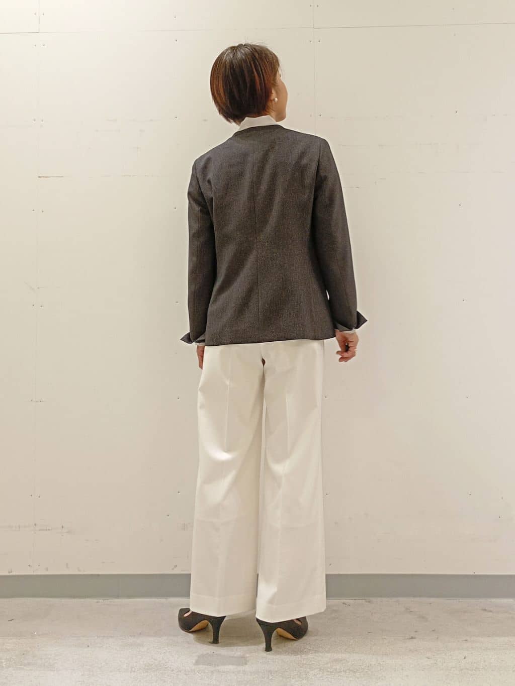 Kさんの「INDIVI｜【洗える／通勤／スーツ】メランジストレッチ ノーカラージャケット」を使ったコーディネート