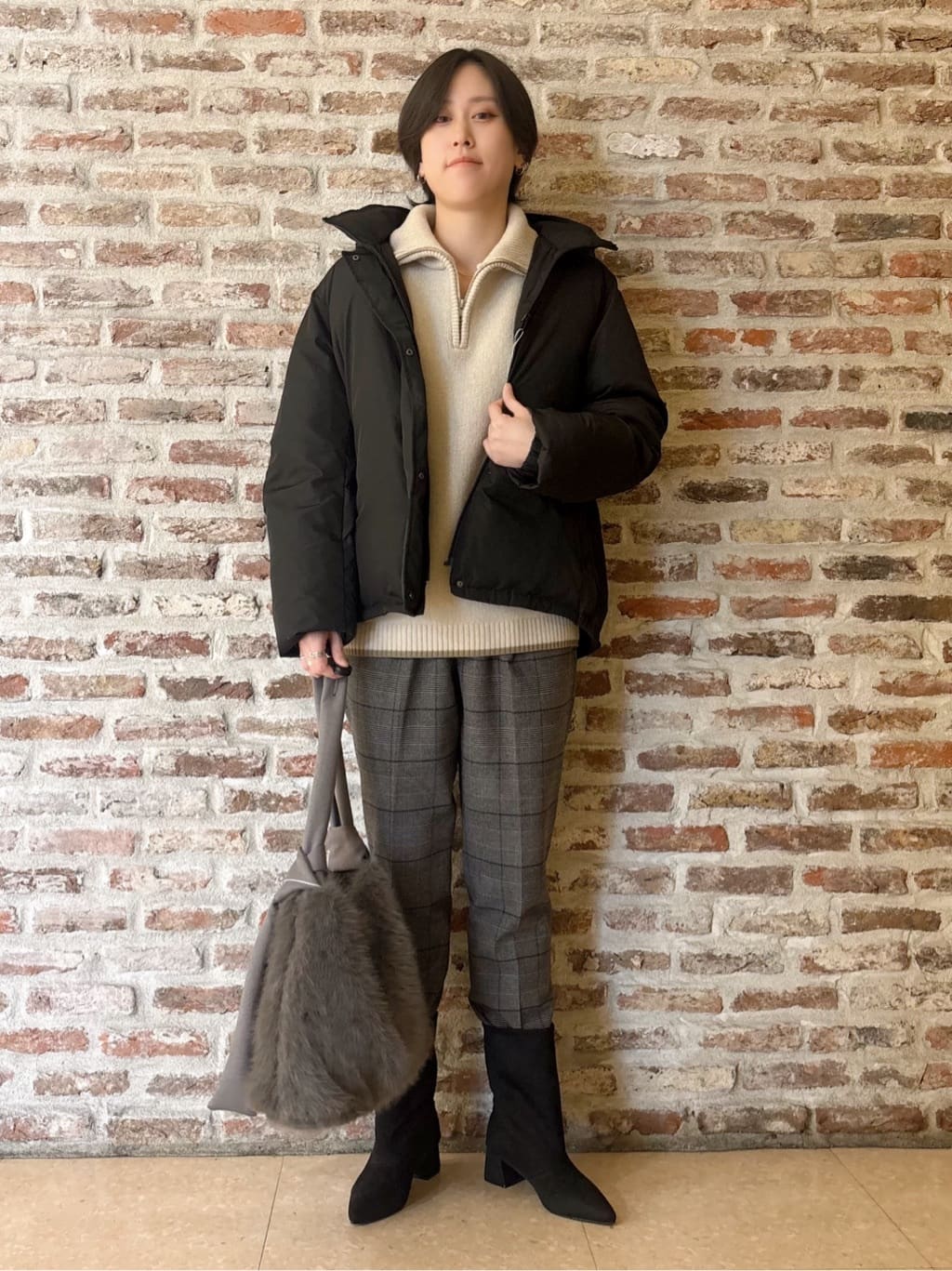 しばさんの「THE SHOP TK｜【ぎゅっとされているような暖かさ】撥水中綿ブルゾン」を使ったコーディネート