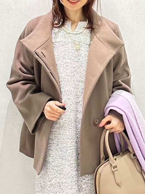 Miwaさんの「UNTITLED｜【洗える/ストレッチ】ツイードジャージワンピース」を使ったコーディネート