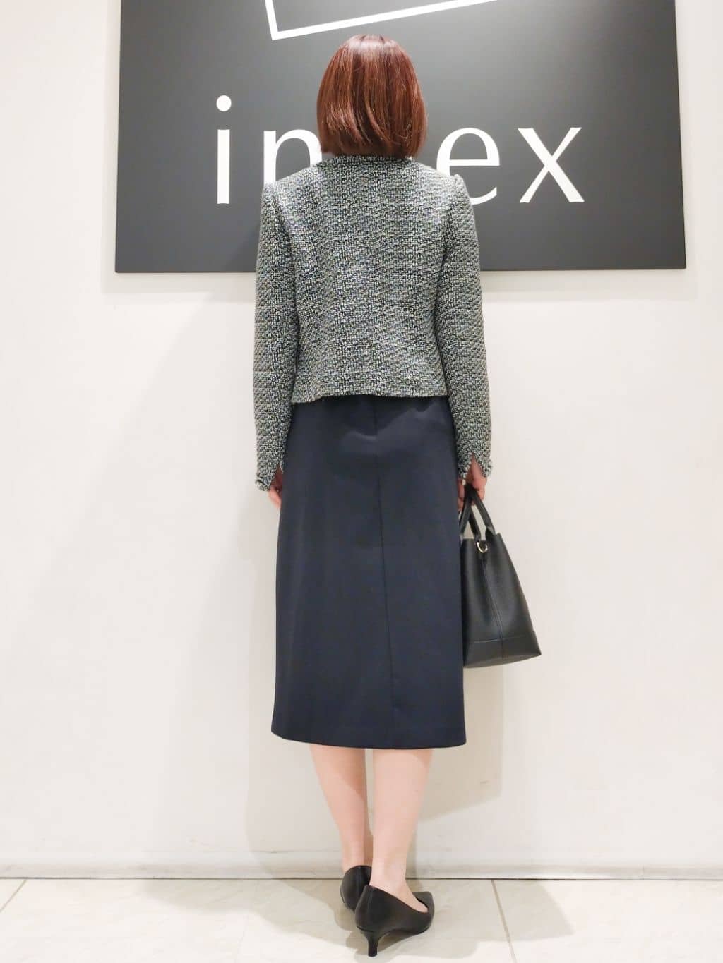 n.さんの「index｜《通勤／セットアップ対応》ノーカラーツイードジャケット【洗濯機OK】」を使ったコーディネート