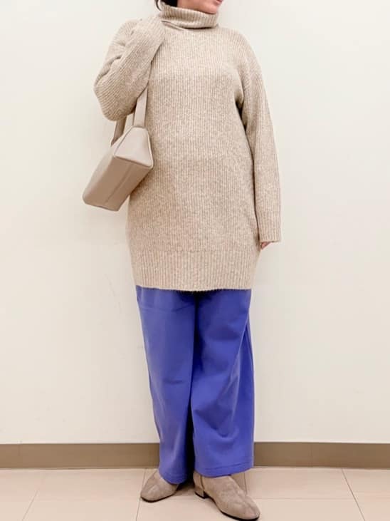 haruさんの「SHOO･LA･RUE｜【洗濯機可/S-LL/体型カバー】女性らしい美シルエット チュニックニットワンピース」を使ったコーディネート
