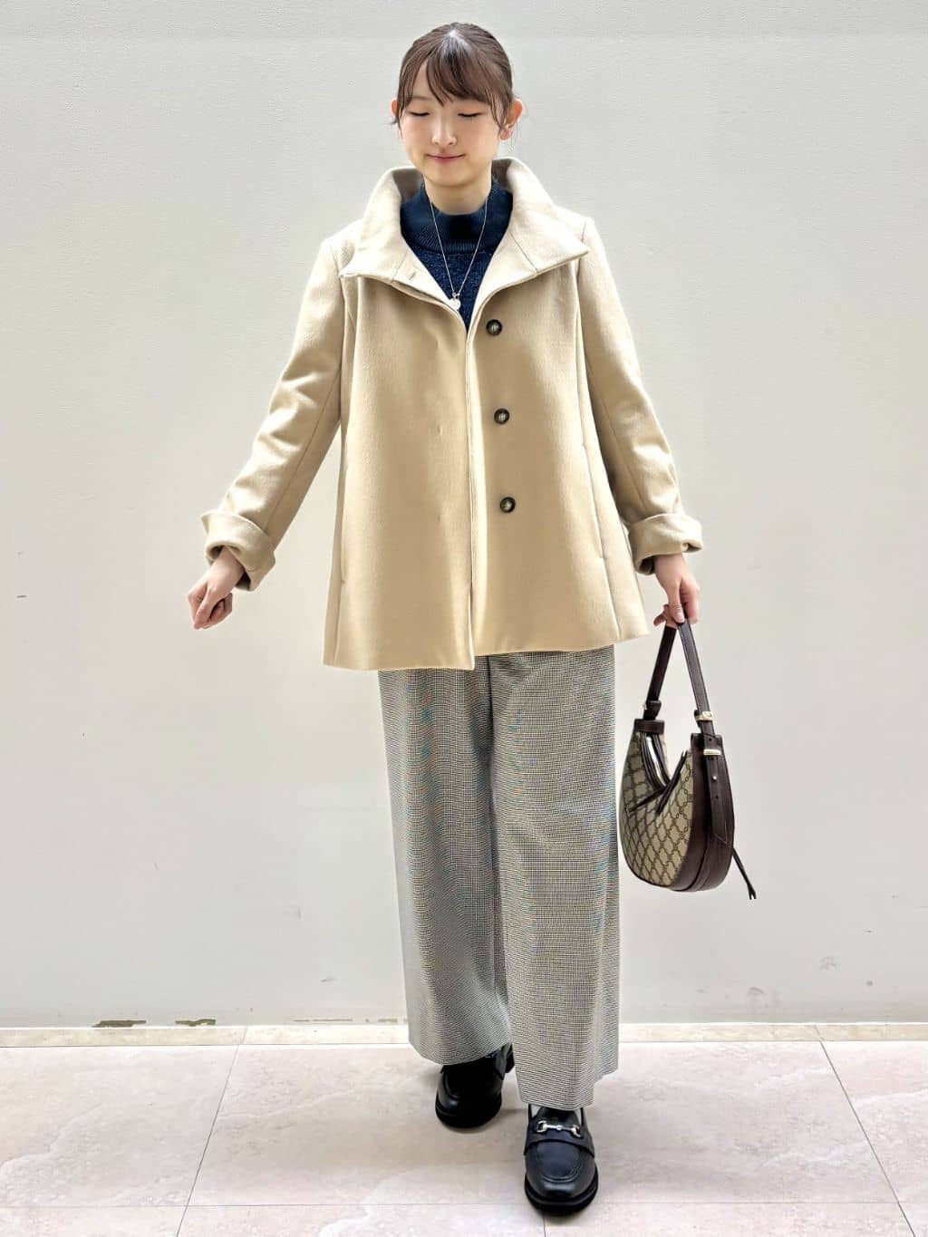 Satoさんの「Reflect｜【SS-4Lサイズ／衿が顔に当たらない◎】スタンドネックミドルコート」を使ったコーディネート