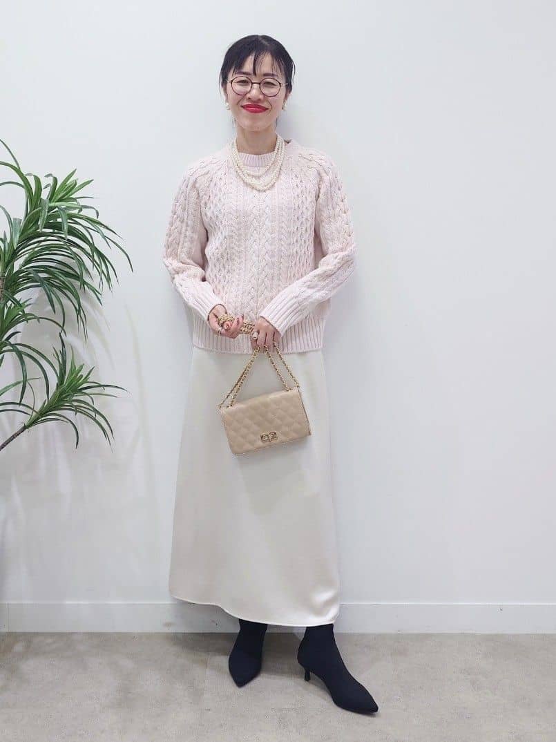 MUTSUKOさんの「UNTITLED｜【洗える】スポンディッシュ ケーブル柄ニット」を使ったコーディネート