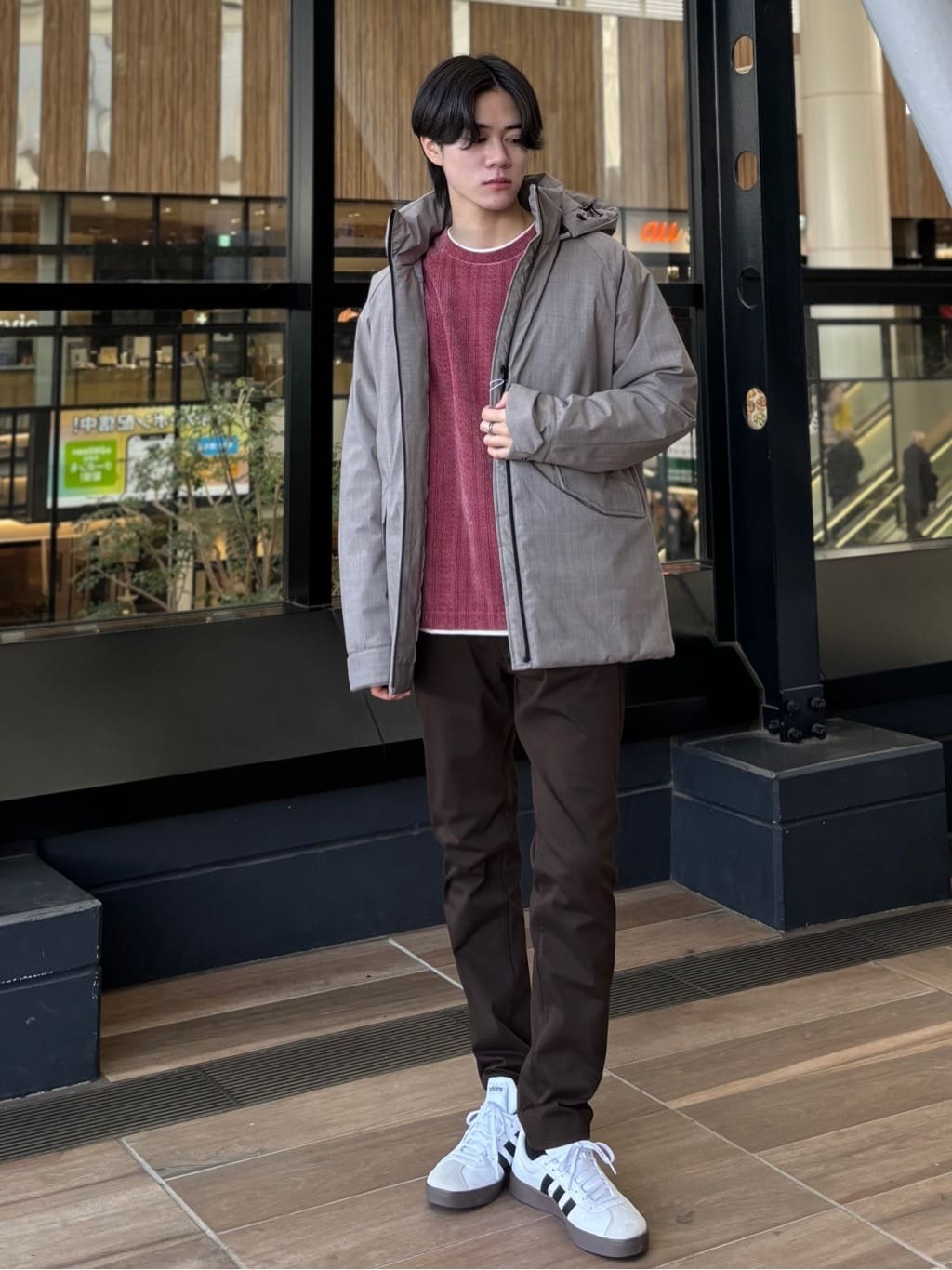 うらしーさんの「THE SHOP TK｜【軽くて、暖かい】SORONA／ソロナ 中綿ブルゾン 防風/軽量/洗濯機OK/フード脱着可」を使ったコーディネート