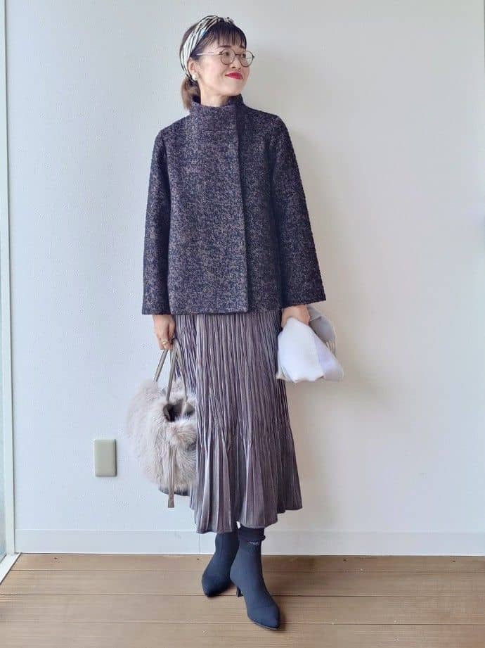 MUTSUKOさんの「UNTITLED｜【8色展開／コンパクト丈】レーヨン混 コクーンニット」を使ったコーディネート