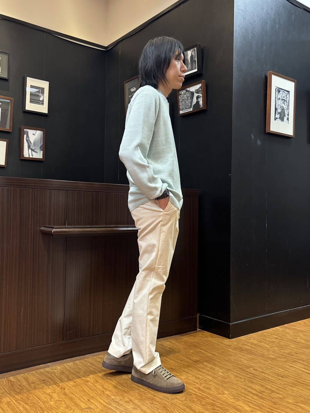 moritaさんの「TAKEO KIKUCHI｜畦編みチェック ニットカーディガン」を使ったコーディネート